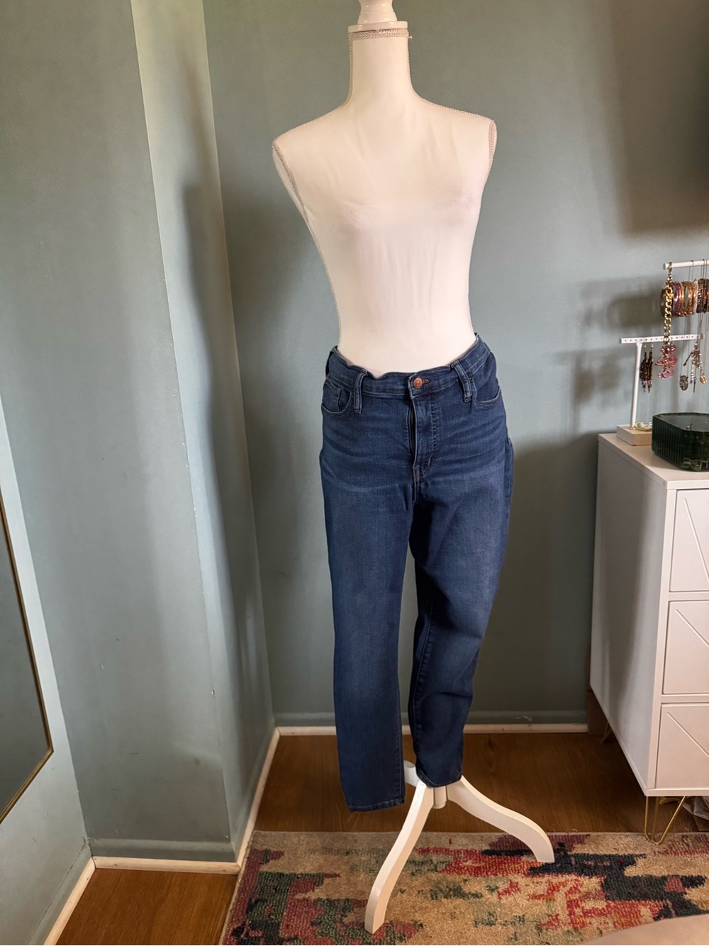 Madewell Dark Rinse Slim Stretch Blue Roadtripper Jeans 31 Crop